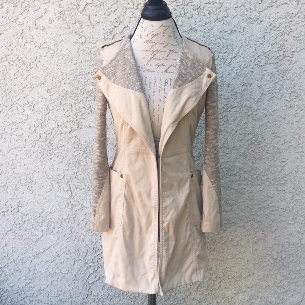Extenzo Paris Suede Nude Suede Long Jacket Classy Basic Staple Chic Capsule Coat